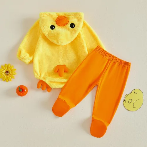 Vista 7 de Baby Boy Girl Halloween Costumes Duck Hooded Romper+Footed Pants Outfit
