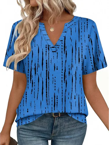 Vista 27 de Zeagoo Camisetas de manga corta con cuello en V para mujer, bonitas, elegantes, casuales, para negocios, trabajo, blusa