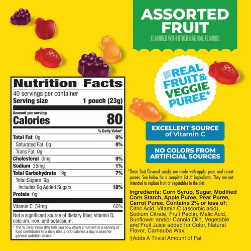 Vista 2 de Mott's Surtido de aperitivos con sabor a frutas, hechos con puré de fruta real (paquete de 40)