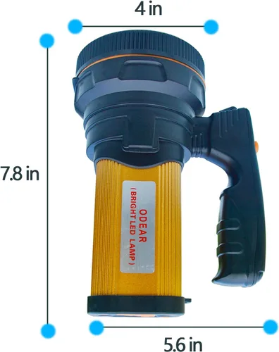Vista 9 de ODEAR reflector de mano súper brillante, portátil, LED, recargable por USB, multifunción, linterna para exteriores, de disparos largos