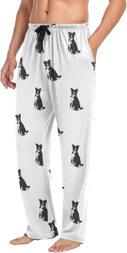 Vista 3 de Pantalones de pijama para hombre con puntero alemán de pelo corto para hombre, pantalones de pijama para dormir con bolsillos con cordón, talla S
