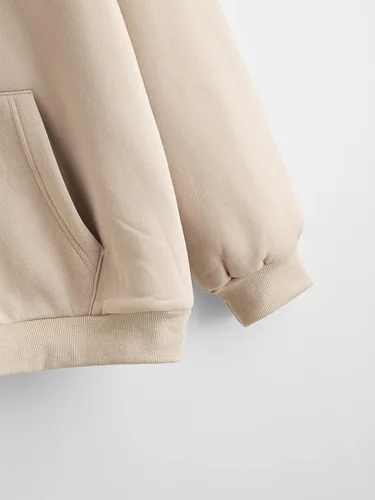 Vista 4 de SheIn Sudadera con capucha de manga larga con cordón y hombros caídos para mujer