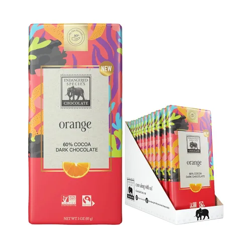 Vista 13 de Barra de Chocolate Especie en Peligro 3oz (Paquete de 12) (Chocolate con Leche Natural al 48% de Cacao con Caramelo)