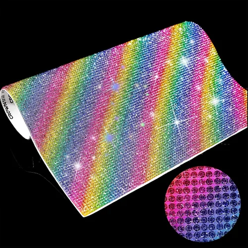 Vista 12 de Outus 12000 Piezas Lámina de Pedrería Brillante Calcomanía de Pedrería DIY para Decoración de Automóvil Calcomanía Autoadhesiva de Gemas de Cristal