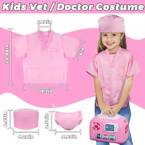Vista 3 de Gifts2U Juego de jaula para el cuidado de mascotas, clínica veterinaria y kit de médico para niños con disfraz de disfraz, juguetes de aseo