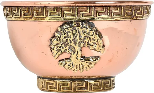 Vista 7 de Flower of Life - Cuenco de cobre de 3 pulgadas, ideal para uso en altar y ritual, quemador de incienso, cuenco para manchas, decoración - New Age