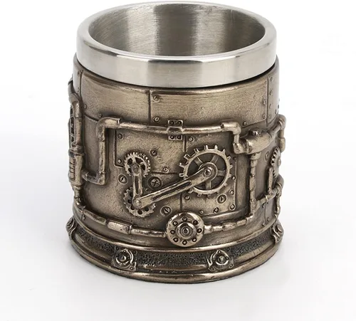 Vista 4 de Veronese Design Vaso de chupito Steampunk Gear de 2 oz con inserto de acero inoxidable extraíble