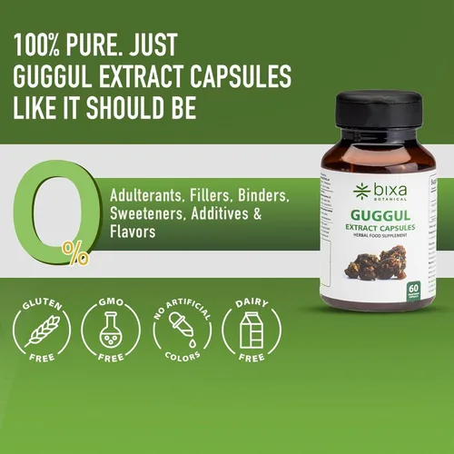 Vista 5 de bixa BOTANICAL, Extracto de Guggul 450mg, Cápsulas Commiphora Mukul, Vegano