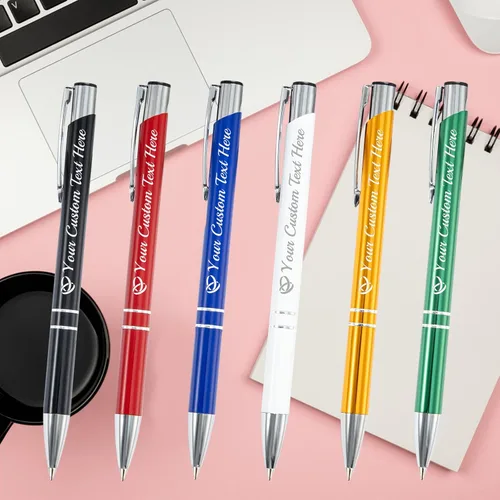 Vista 7 de Bolígrafo personalizado, 1 unidad, bolígrafo personalizado con logotipo de mensaje de nombre comercial grabado, tapa de clic de tinta negra, regalo