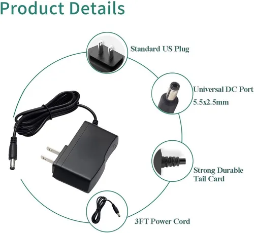 Vista 5 de Fuente de alimentación DC 12V 0.5A Adaptador de CA de 6 W 100-240V 50-60Hz a CC 12Volt 0.5A Adaptador de corriente Transformador DC 12V Cable