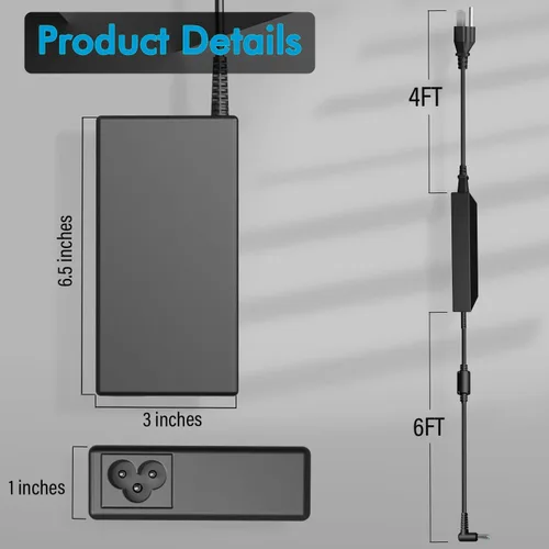 Vista 3 de Cargador de CA de 150 W para HP ZBook 15 15u 15v G3 G4 G5 G6 ZBook Studio 15 G3 G4 G5 G6 OMEN x por HP 15 17 Create G7 Victus 16 Fury 15 17 G7 G8
