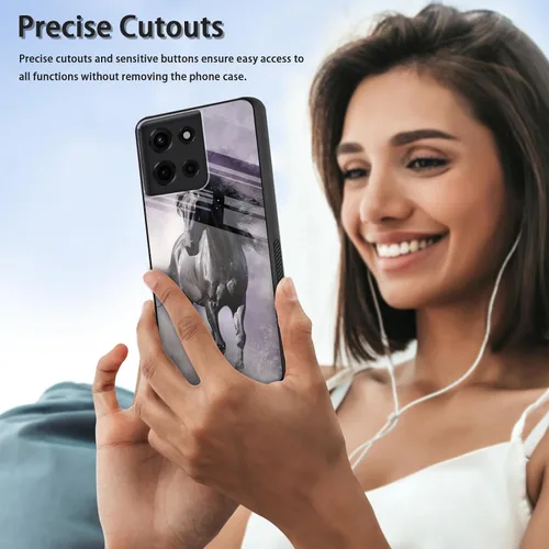 Vista 326 de Funda para Motorola Moto Edge 2022, cubierta trasera de vidrio templado con protector de pantalla, funda protectora a prueba de golpes para Motorola