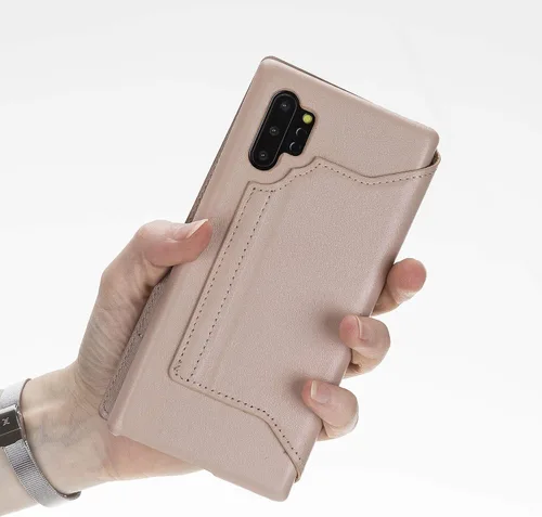 Vista 4 de Venito Venice - Funda delgada compatible con Galaxy Note 10 Plus con soporte, cartera, cierre automático y función de bloqueo RFID (rosa nude)