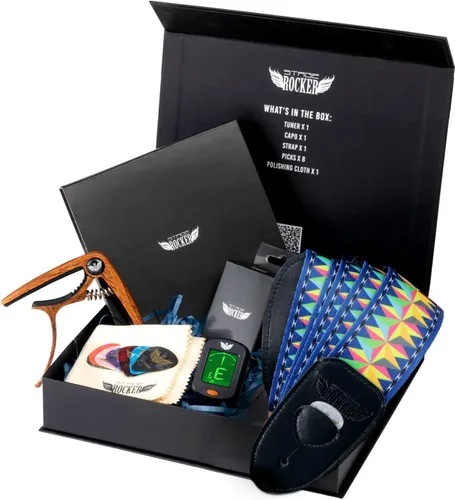 Vista 14 de Stage Rocker Guitar Accessories Gift Box for Acoustic and Electric Guitars, 5-in-1 Essential Gift