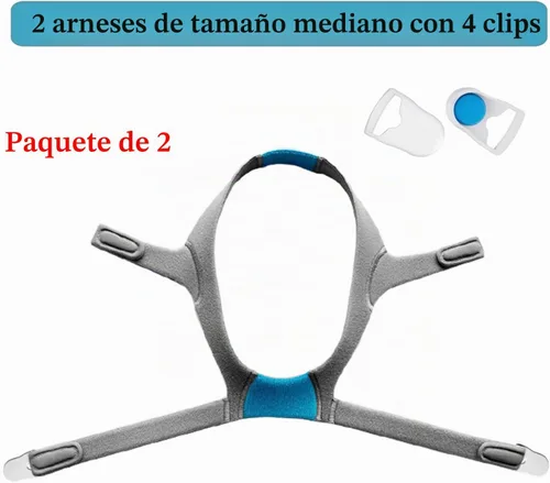Vista 6 de Paquete de 2 accesorios de repuesto para la máscara CPAP N20, suministros de protector de cabeza compatibles con N20 Mediano, correas de protector