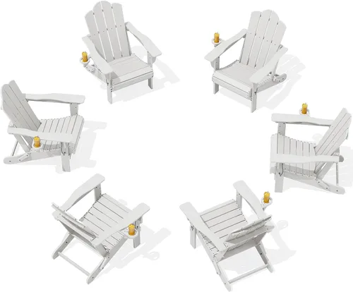 Vista 15 de Silla plegable ajustable KINGYES Adirondack, sillas reclinables Adirondack de 3 posiciones con portavasos, Adirondack de HDPE resistente a