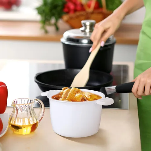 Vista 4 de Olla arrocera para microondas, olla para pasta para microondas, vaporizador de arroz de 1.9 cuartos de galón con tapa de bloqueo, ollas de pollo