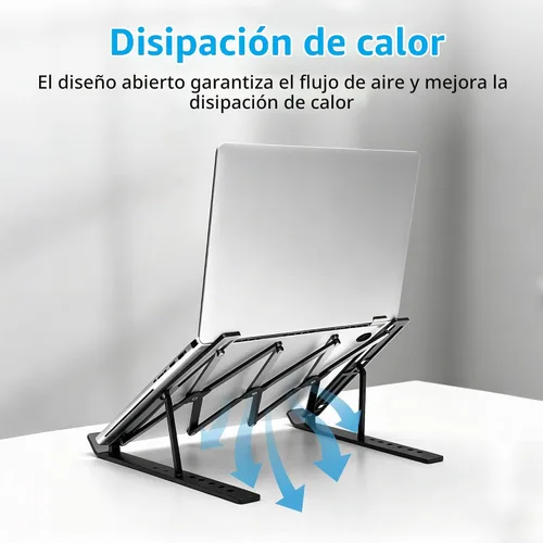Vista 4 de Soporte ajustable para portátil de 7 niveles, elevador Negro