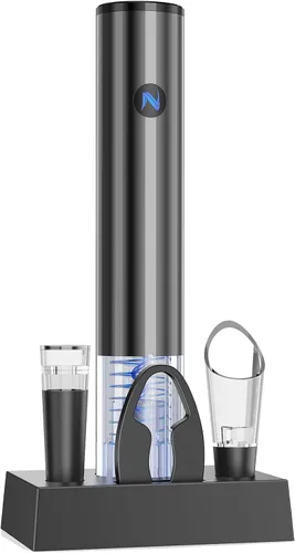 Vista 8 de Newise Abridor de Vino Eléctrico Recargable con Base de Carga y Cortador de Papel de Aluminio, Sacacorchos Automático para 60 Botellas, Regalo