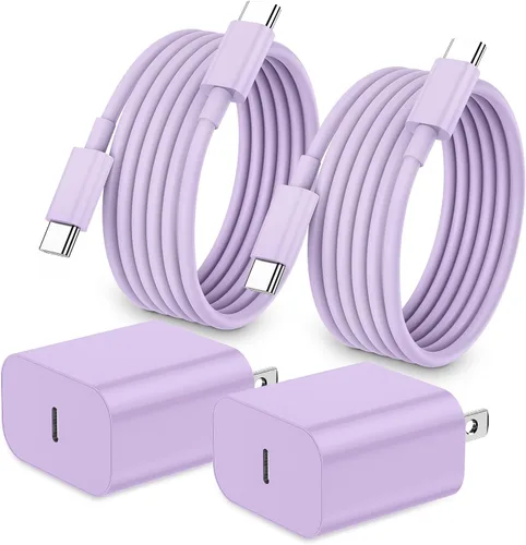 Vista 10 de Cargador de carga rápida para iPhone 17, 16, 15, paquete de 20 W, Apple iPad, USB C, bloque Chrager de pared con cable USB C a C de 6 pies para Negro