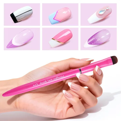 Vista 6 de Brocha de punta francesa - Kolinsky Sable Nail Art para Polygel & Clean Up Rosa