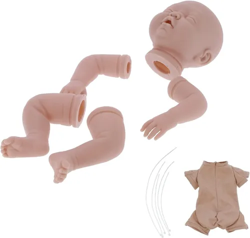 Vista 8 de SUNGOOYUE Kit de muñeca DIY de 22 pulgadas, muñeca sin pintar, conjunto de accesorios de piezas de extremidades suaves para bebés