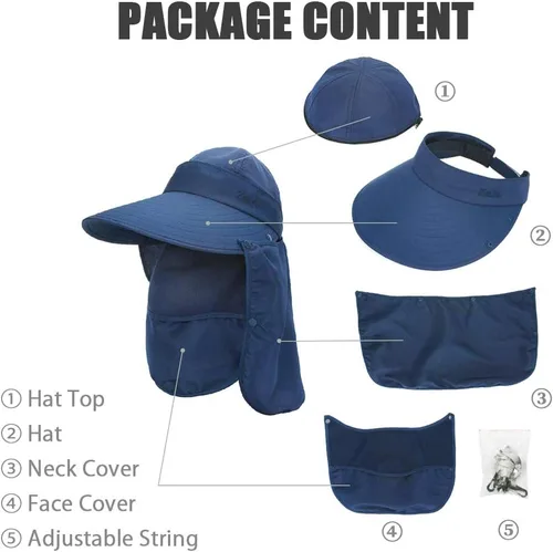 Vista 8 de Sombrero de ala ancha – Multifuncional UPF 50 protección cubo pesca sombrero sombrero gorra