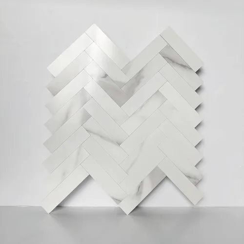Vista 9 de COLAMO Azulejos hexagonales de piedra de Carrara blanca sintética para salpicaduras de cocina, azulejos adhesivos para decoración interior, mosaico