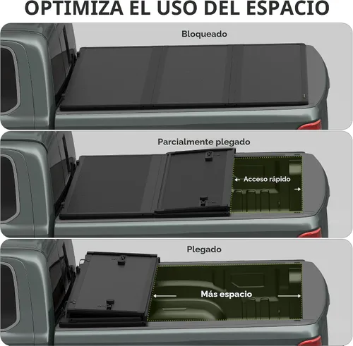 Vista 5 de Autosaver88 Cubierta tonneau de polímero reforzado con fibra para caja de camión, rígida, de tres pliegues, caja de 5.8 pies