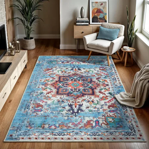 Vista 20 de GLN Rugs Traditional Collection - Alfombra de felpilla lavable a máquina, tradicional lavable, antideslizante, alfombra de felpilla de pelo corto