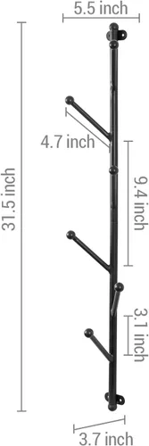 Vista 5 de MyGift Perchero de Pared de Metal Negro Mate con 6 Ganchos para Entrada y Sombreros