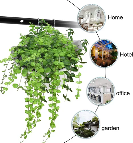 Vista 9 de Happyyami Macetas colgantes de interior, 2 piezas de flores colgantes de pared, semicírculo, maceta colgante de medio círculo, plantas artificiales