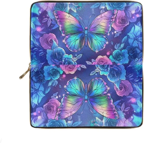 Vista 6 de FOR U DESIGNS Cartera larga con cremallera alrededor de las mujeres de la PU del teléfono del embrague de la tarjeta del, Mariposa estética arco iris