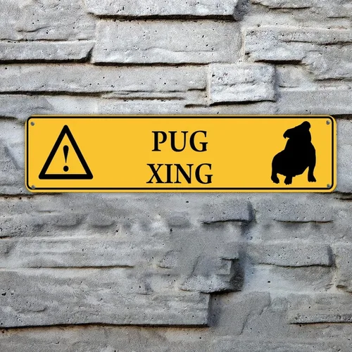 Vista 10 de Husky Xing - Letrero de metal de advertencia para perro, letrero de metal para cruzar el patio, decoración antigua de hierro personalizado