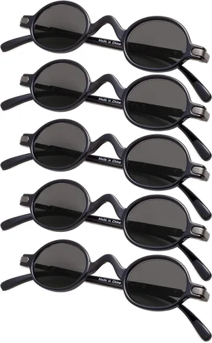 Vista 5 de 5-pack Mini Oval Round Reading Glasses with Spring Temple Sunshine Readers