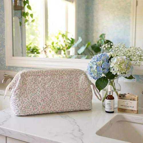 Vista 7 de Bolsa de viaje acolchada para herramientas para el cabello compatible con Dyson secador de pelo, bolsa de herramientas para el cabello floral Rosa