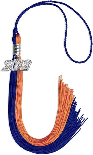 Vista 281 de Endea Graduation Borla de doble color con gota de fecha plateada (negro/oro antiguo, 2025)