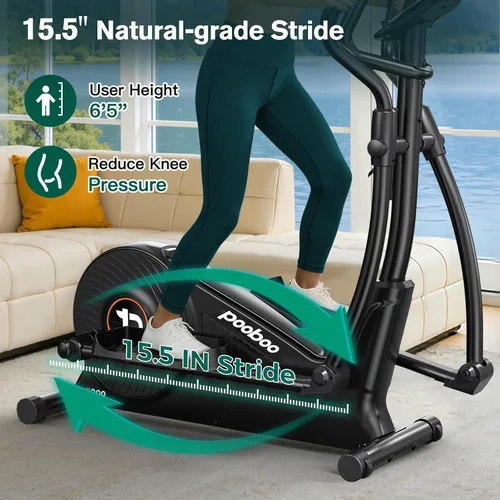 Vista 2 de pooboo Elliptical Exercise Machine,Elliptical Machine for Home with Hyper-Quiet Magnetic Driving System&LCD Monitor, Elliptical Trainers with
