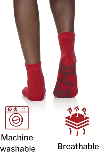 Vista 4 de McKesson Calcetines unisex para adultos, talla 7-12 a 10, color rojo, 1 par, Rojo