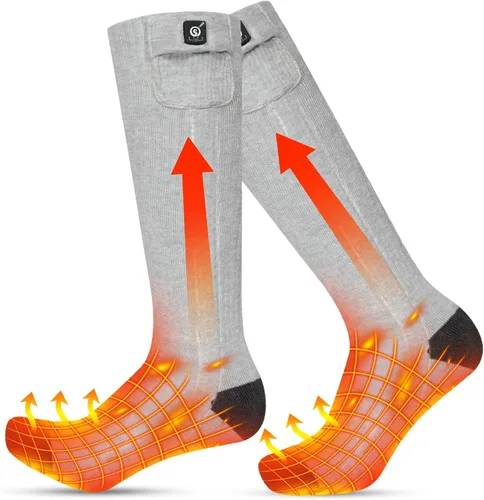 Vista 12 de SNOW DEER Calcetines calefactables, calentador de pies eléctrico con batería recargable para hombres y mujeres, invierno, esquí, caza, camping
