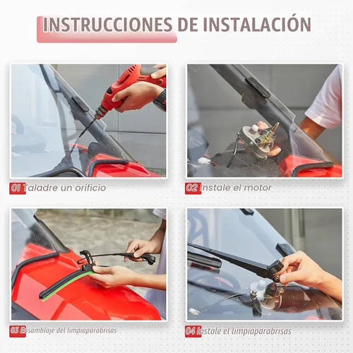 Vista 3 de KEMIMOTO Kit de Motor de Limpiaparabrisas Eléctrico UTV Para la Mayoría de UTV Compatible con Can Am Defender Pro Compatible con Mule Teryx Hoja