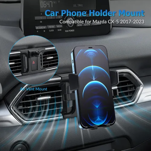 Vista 3 de Soporte de teléfono de coche para Mazda CX-5 accesorios 2023-2022, 2023, compatible con teléfonos inteligentes de 4.5-7.5 pulgadas, color negro