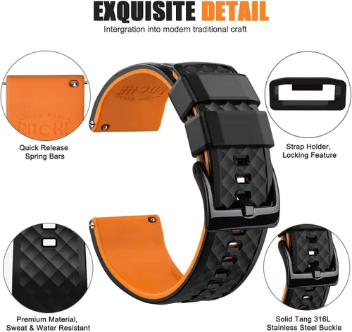 Vista 3 de Ritche - Bandas de silicona para reloj de 1819 20 21 22 23 y 24 mm de liberación rápida de hule para hombre