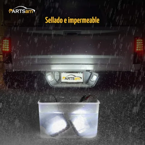 Vista 6 de Ensemble de luces LED Partsam para matrícula con carcasa negra ahumada Compatible con Dodge Ram 1500 2500 3500 2003-2018 para camioneta Pickup