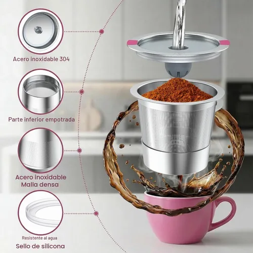 Vista 6 de K Cups reutilizables para Keurig, cápsulas de café reutilizables de acero inoxidable universales compatibles con las cafeteras Keurig 1.0 y 2.0