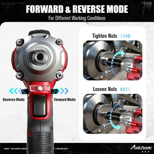 Vista 6 de AVID POWER Llave de impacto, pistola de impacto de 1/2 pulgada sin escobillas, par máximo de 332 pies-libras (450 N.m), llaves de impacto