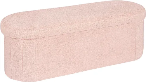 Vista 10 de B FSOBEIIALEO Otomana de Almacenamiento para Dormitorio, Reposapiés Otomano Plegable de Almacenamiento Boucle, Cubo Otomano Plegable Pequeño de Beige