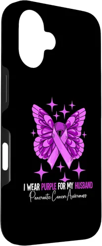 Vista 3 de I Wear Purple For My Husband Pancreatic Cancer Awareness Case for iPhone 16