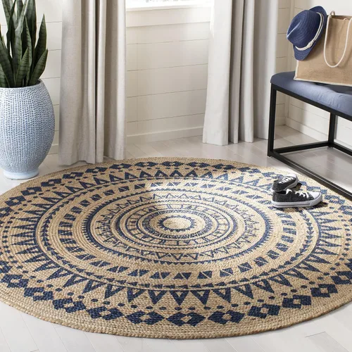 Vista 9 de SAFAVIEH Colección Natural Fiber - Alfombra de área redonda de 3 pies, color negro y natural, hecha a mano con mandala boho de yute trenzado, ideal