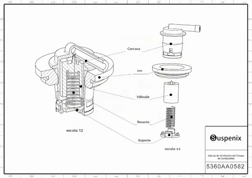 Vista 3 de 1 pieza Válvula de ventilación del tanque de combustible, válvula de ventilación del tanque de combustible con kit de sello de goma compatible